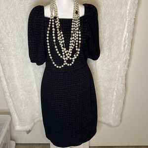 Ann Taylor Square Neck Tweed Dress